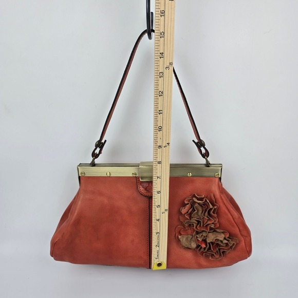 Patricia Nash Floral Leather Frame Clutch Orange Ferraro Handbag Elegant - Picture 10 of 12